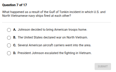 What happened as a result of the Gulf of Tonkin incident in which U.S. and North Vietnamese navy shi...