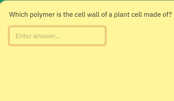 Which polymer is the cell wall of a plant cell made of?