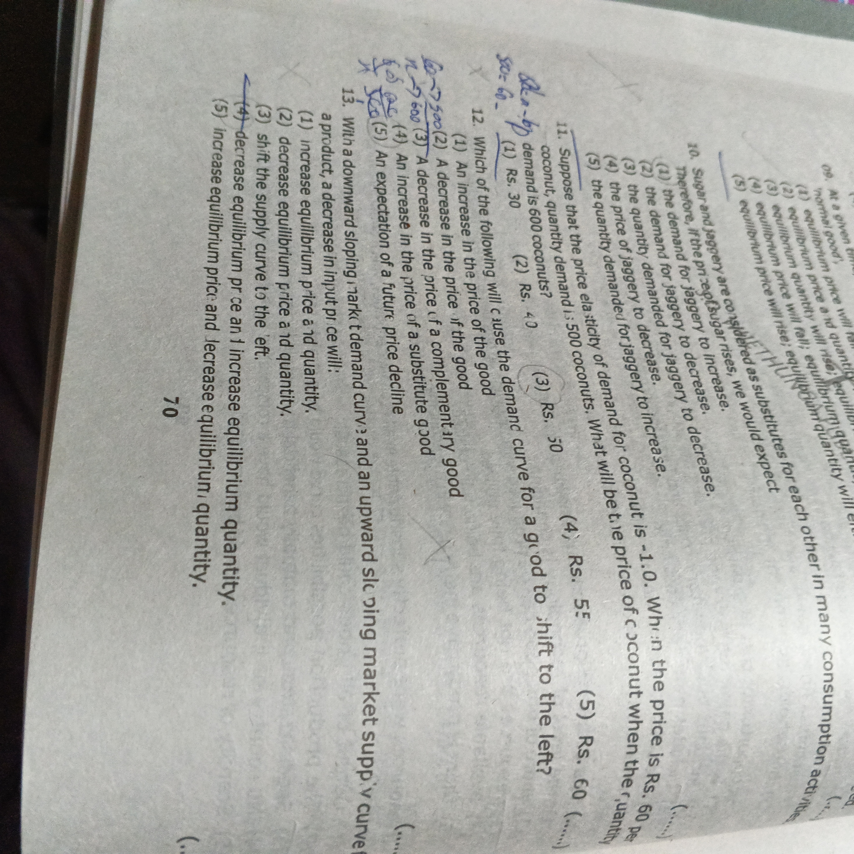 Which of the following will cause the demand curve for a good to shift to the left? (1) An increase...